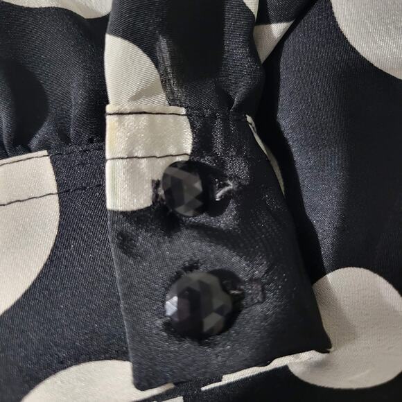 Vintage Lilli Ann Blouse Black White Peplum Oversized Top 70s Polka Dot Medium - Picture 9 of 14